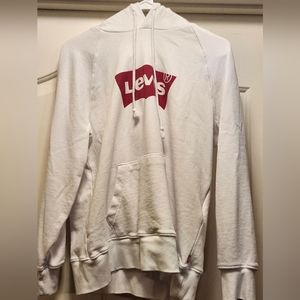 Levi's hooded sweatshirt size medium in white with red Levi's logo on chest